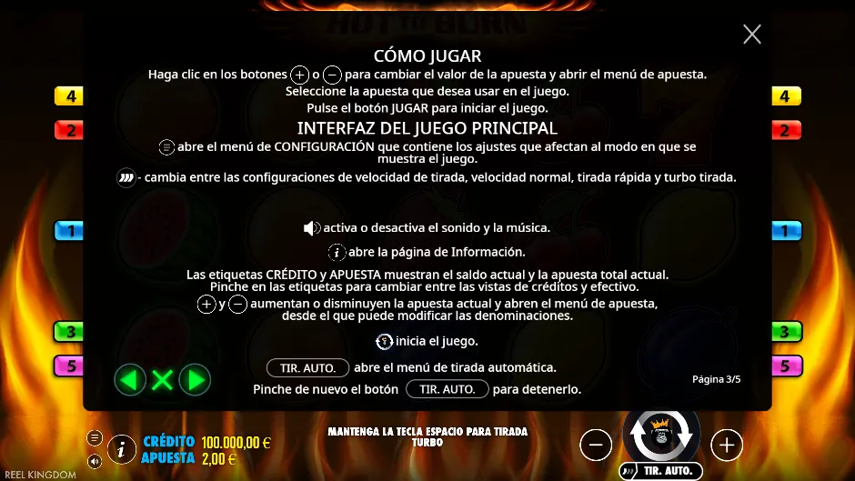 Pantalla cómo jugar de Hot to Burn
