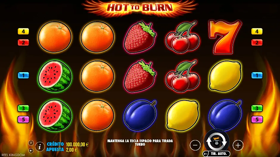 Barras y frutas de Hot to Burn